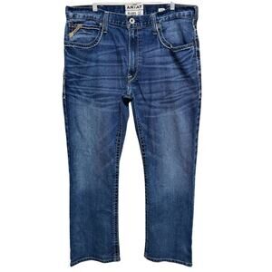 Ariat Relaxed Bootcut Jeans Men 36x30 Blue Silverton Wash Preston Boot Workwear